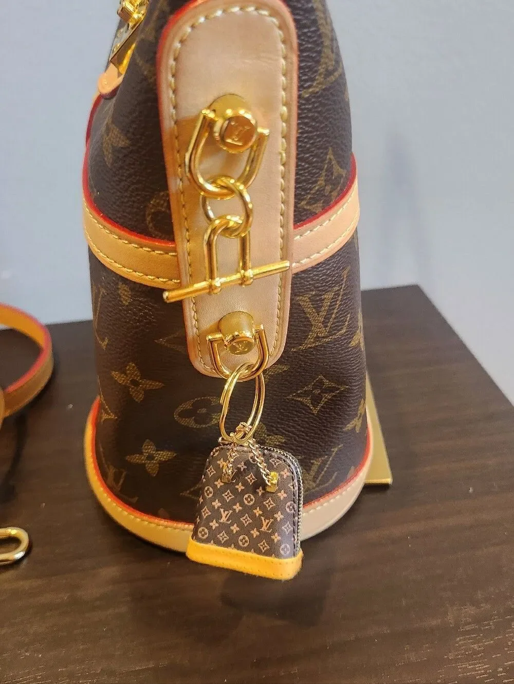 Brown Canvas Monogram Lock It Bucket Crossbody - Picture 4 of 15